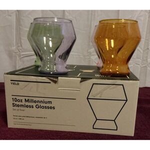 YIELD Stemless Glasses Millennium Collection Borosilicate Glass Set 4